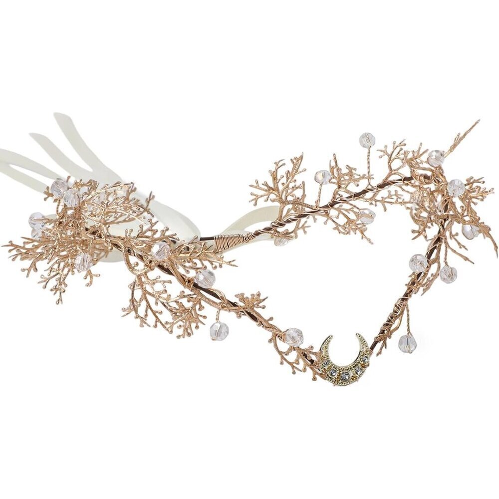 Woodland Flower Elf Crown Floral Moon Headpiece for Fairy Costume Cosplay